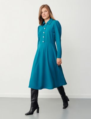 Finery London Womens Midi Waisted Dress - 16 - Dark Blue, Dark Blue,Navy