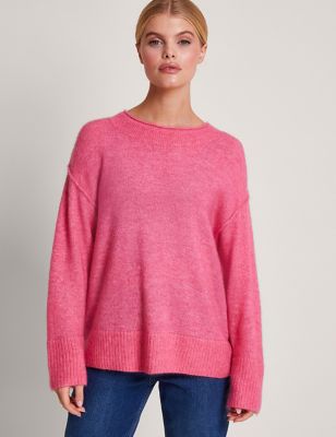 Monsoon Womens Crew Neck Jumper with Wool - XXL - Pink, Pink