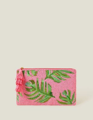 Accessorize Womens Pure Cotton Beaded Clutch Bag - Pink Mix, Pink Mix