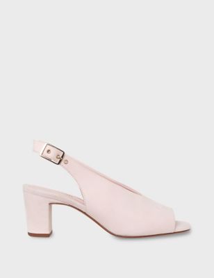 Hobbs Womens Suede Buckle Block Heel Slingback Sandals - 4 - Pink, Pink,Navy,Light Blue