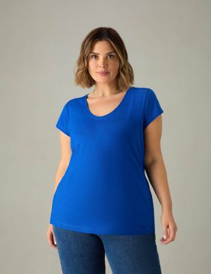 Live Unlimited London Womens Pure Cotton T-Shirt - 22 - Blue, Blue