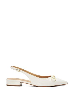 Dune London Womens Leather Block Heel Slingback Shoes - 6 - White, White