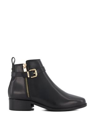 Dune London Womens Leather Buckle Ankle Boots - 4 - Black, Black