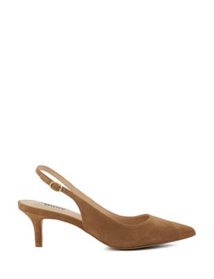 Dune London Womens Strappy Kitten Heel Slingback Shoes - 5 - Camel, Camel,Black,Multi