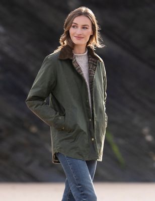 Celtic & Co. Womens Waxed Pure Cotton Relaxed Utility Jacket - 14 - Olive, Olive