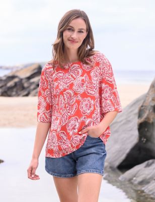 Celtic & Co. Womens Floral T-Shirt - 18 - Red Mix, Red Mix