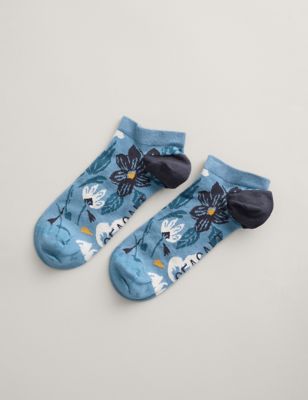 Seasalt Cornwall Womens Floral Trainer Socks - Blue Mix, Blue Mix
