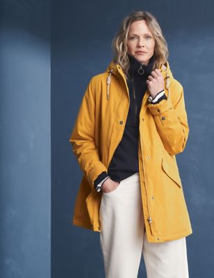 Seasalt Cornwall Womens Cotton Rich Waterproof Hooded Raincoat - 12 - Blue, Blue
