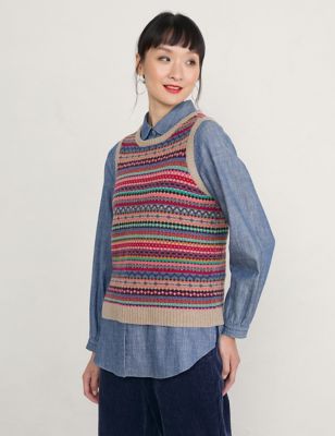Seasalt Cornwall Womens Merino Wool Rich Jacquard Knitted Vest - 20 - Multi, Multi