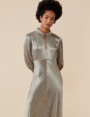 M&S Finery London Womens Geomtetric Midaxi Shirt Dress