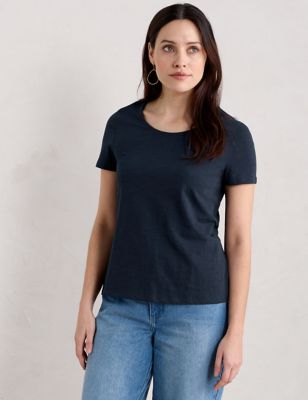 Seasalt Cornwall Womens Pure Cotton Scoop Neck T-Shirt - 16 - Blue, Blue