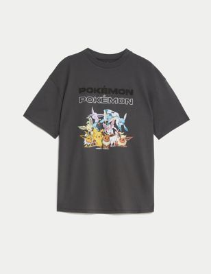 M&S Pure Cotton Pokemontm T-Shirt (6-16 Yrs) - 6-7 Y - Grey, Grey