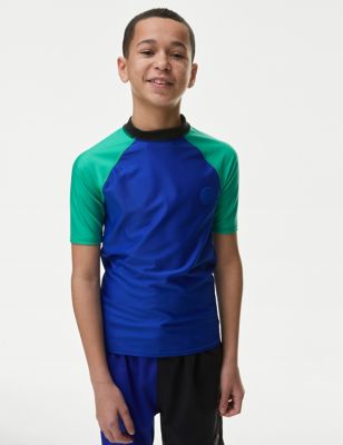 M&S Boys Colour Block Rash Vest (6-16 Yrs) - 14-15 - Multi, Multi