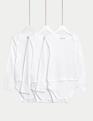 M&S 3pk Adaptive Pure Cotton Bodysuits (7lbs-16 Yrs) - 15-16 - White, White