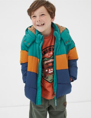 Fatface Boys Hooded Padded Jacket (3-13 Yrs) - 4-5 Y - Green, Green