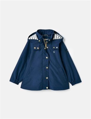Joules Girl's Cotton Rich Hooded Coat (2-12 Yrs) - 11y - Navy, Navy,Stone