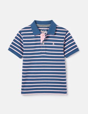 Joules Boys Pure Cotton Striped Polo Shirt (2-12 Yrs) - 11y - Blue Mix, Blue Mix