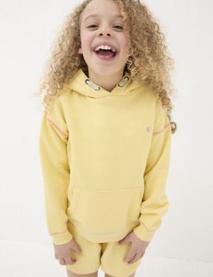 Fatface Girls Pure Cotton Creature Graphic Hoodie (3-13 Yrs) - 3-4 Y - Yellow Mix, Yellow Mix