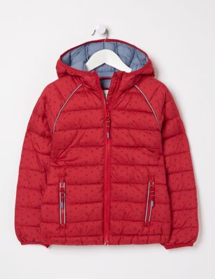 Fatface Girls Hooded Padded Spotted Jacket (3 - 13 Yrs) - 4-5 Y - Red Mix, Red Mix