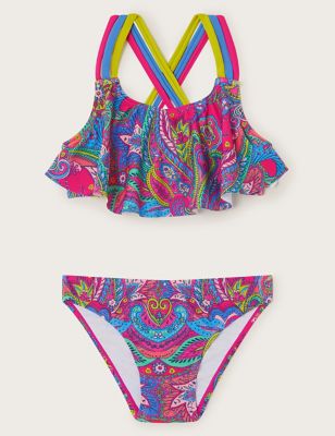 Monsoon Girls Paisley Frill Bikini (3-13 Yrs) - 5-6 Y - Pink, Pink