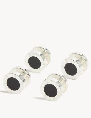 M&S Jaeger Mens Silver Plated Dress Stud Set  Silver