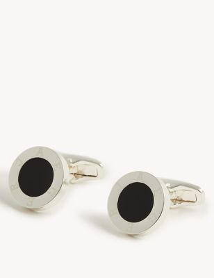 M&S Mens Silver Plated Jaeger Cufflinks  Silver